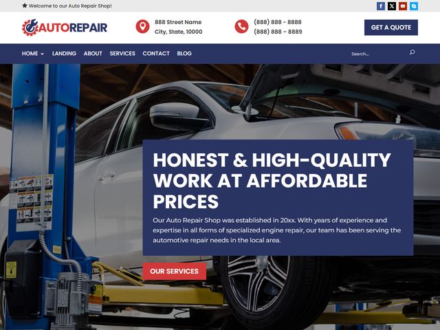 Auto Repair website design demo