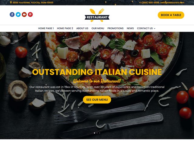 Italian Restaurant website design demo