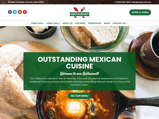 Mexican Restaurant website design demo