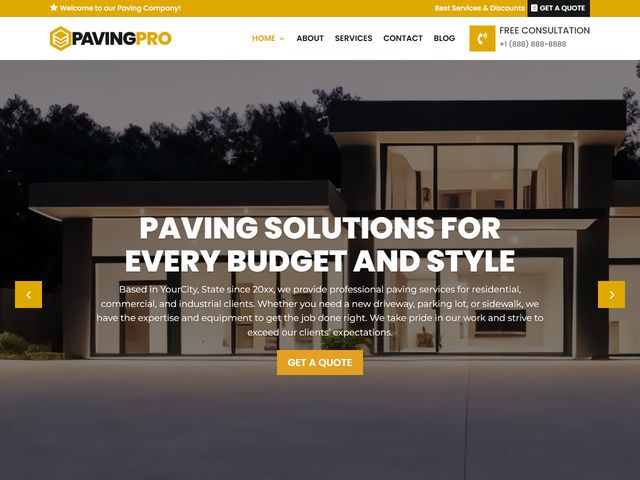 Paving Contractor website design demo