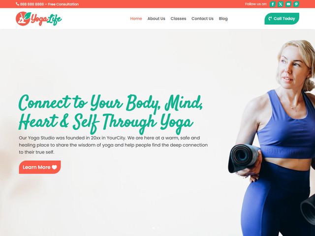 Yoga Studio website design demo